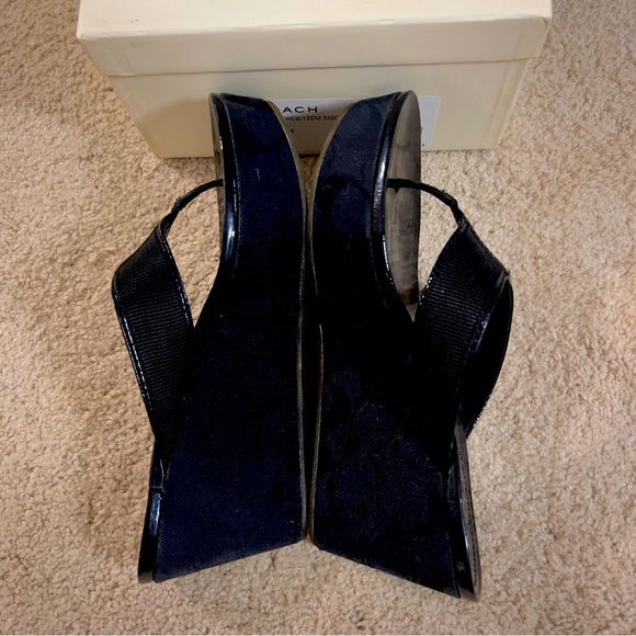 Coach, Cammie web wedges black web, and patent size 6 - Picture 3 of 6